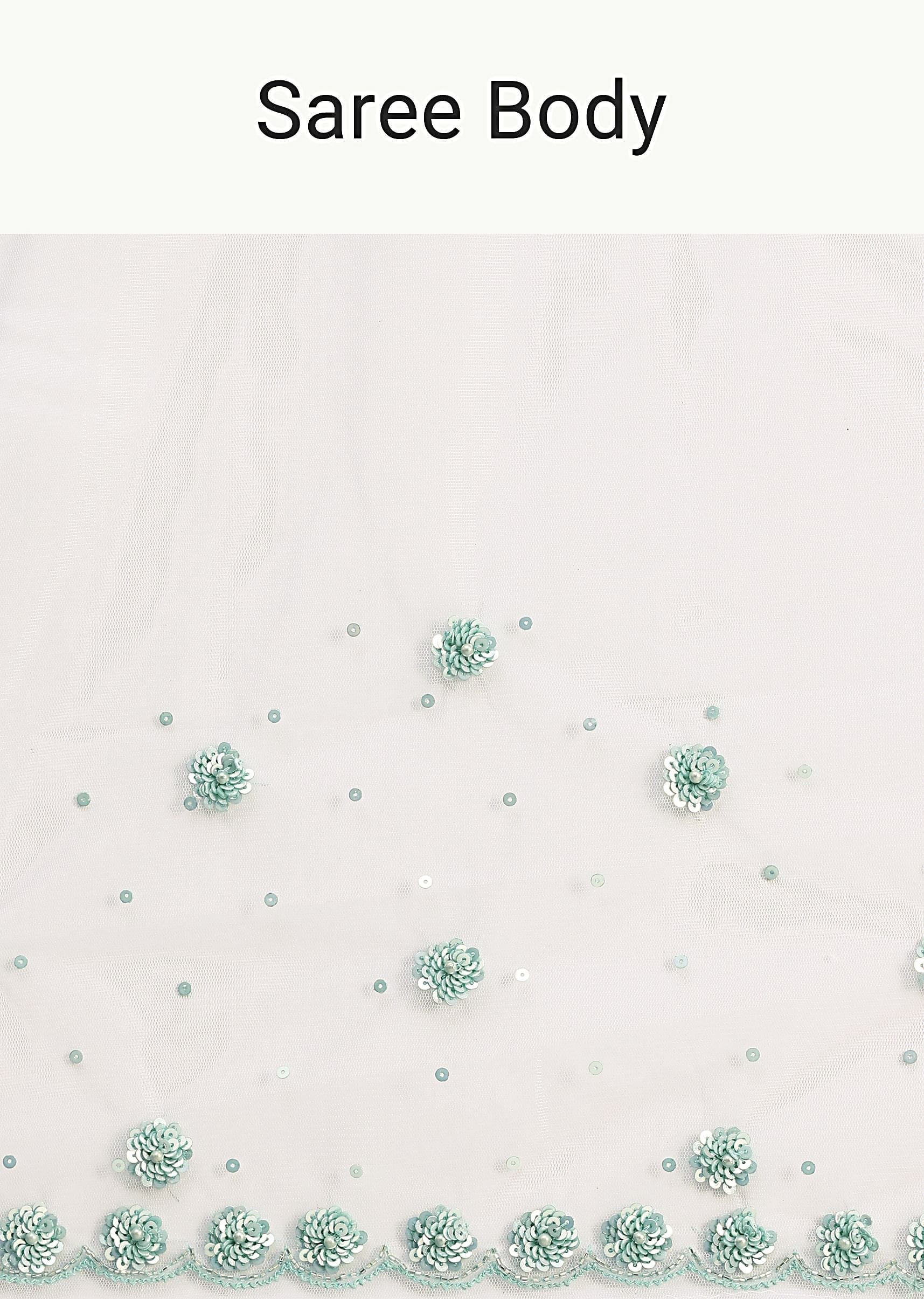 White Sequin Embellished Saree With Unstitched Blouse
