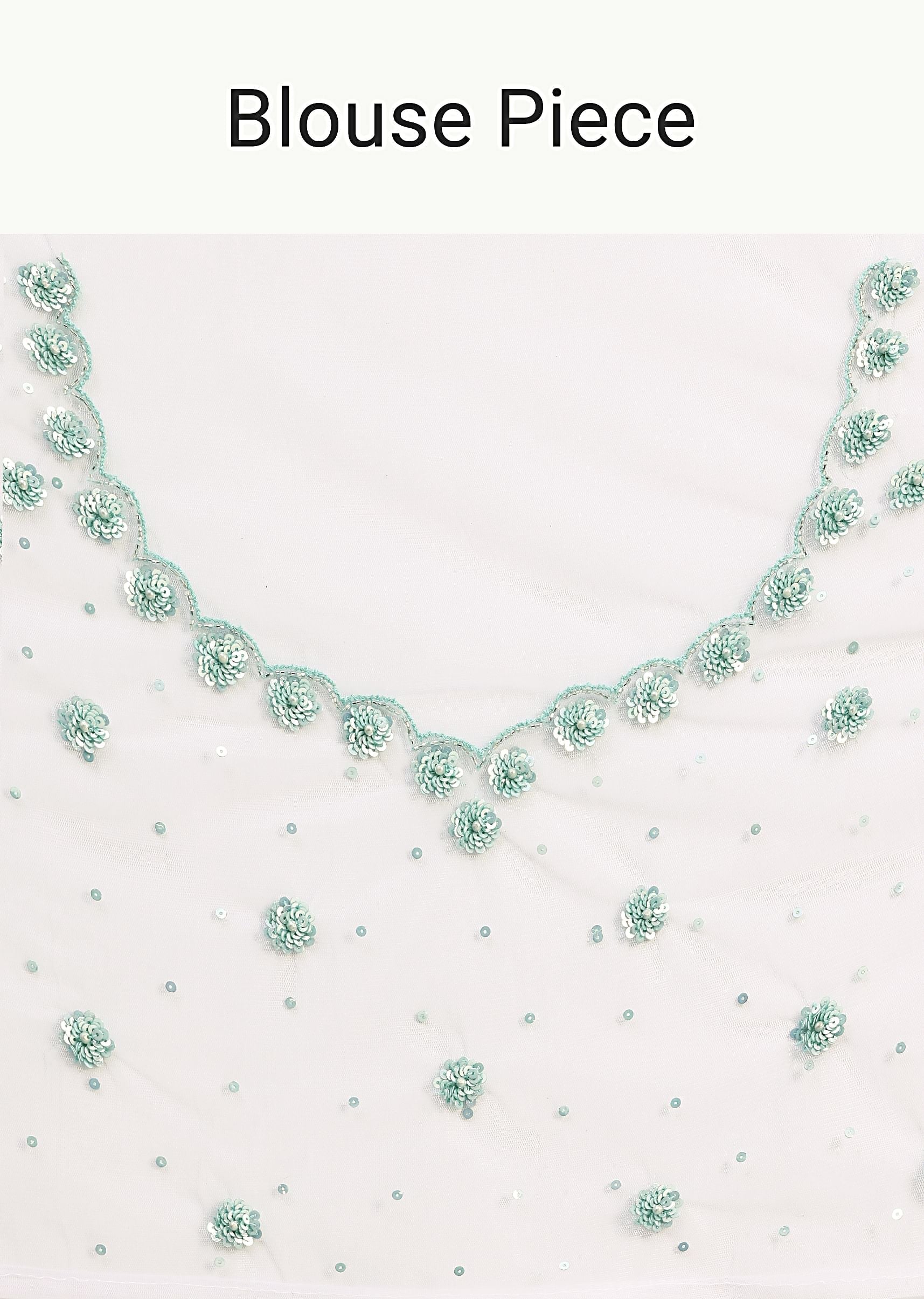 White Sequin Embellished Saree With Unstitched Blouse