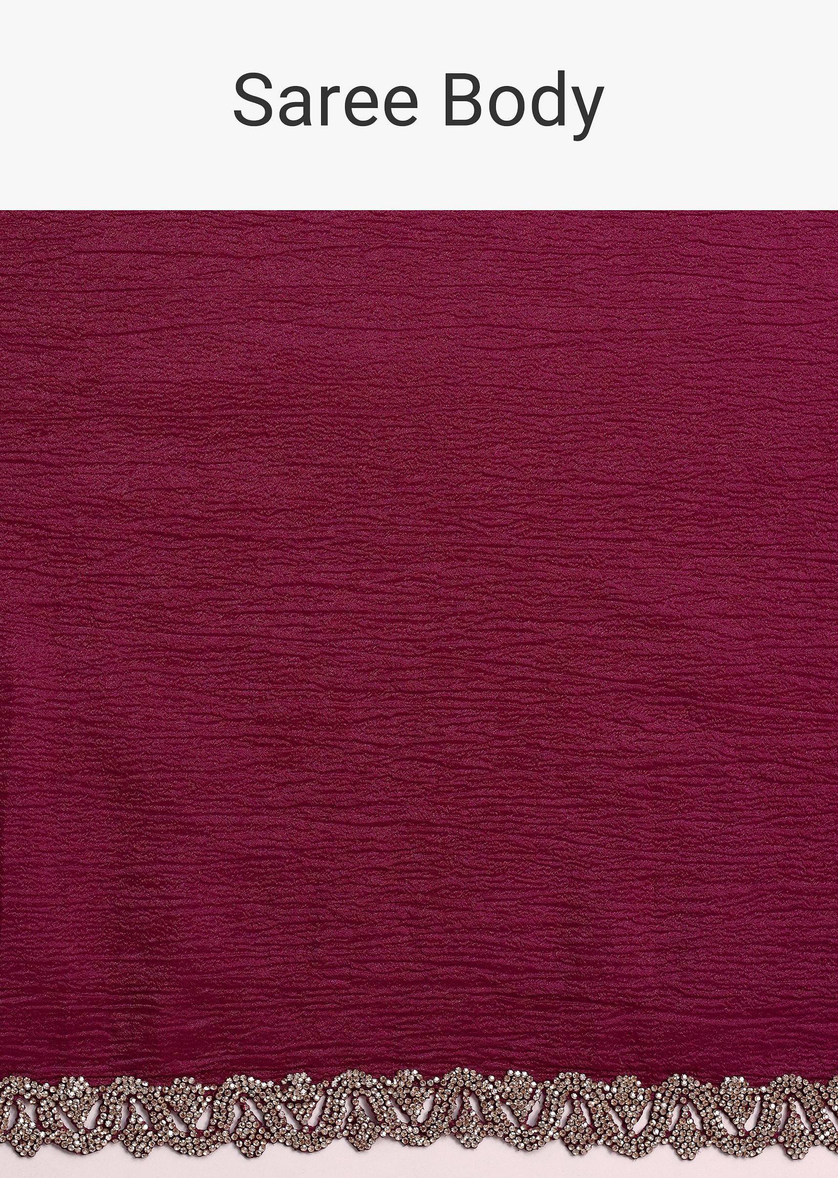 Wine Crushed Tissue Saree With Stone Embellished Border
