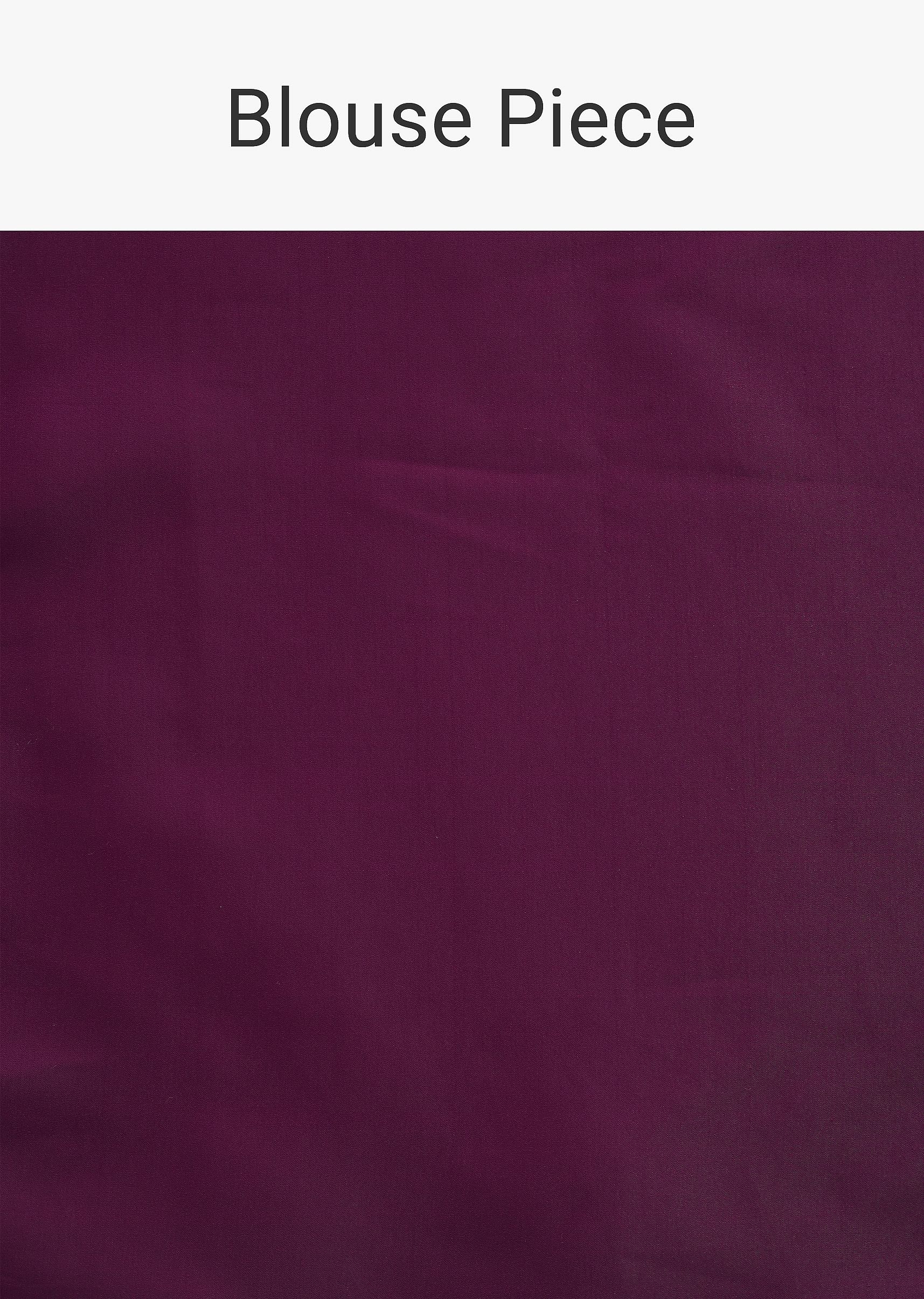 Wine Organza Saree With Lace Border And Unstitched Blouse Piece